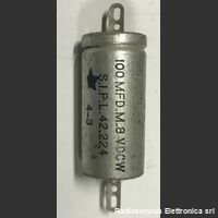 sipl42.224 Condensatore Elettrolitico  Vintage Assiale in Carta Olio  100 uF  8 Volt Componenti elettronici