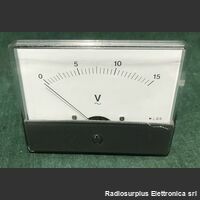 V15f.s. Voltmetro  15 Volt f.s.   cm 8 X 6 a pannello Componenti elettronici