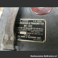 BC-222 BC-222  Ricetrasmettitore spalleggiabile del 1941 WW2  Frequenza operativa da 27,7 - 52,2  Mhz in AM Apparati radio
