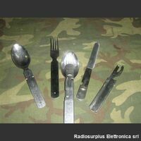 KITposateDE Kit Posate da campo 4 pezzi in acciaio Militaria