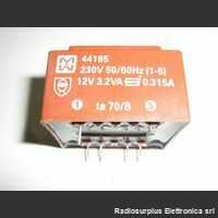 TR44195 Trasformatore Alimentazione 12 Volt   3,2 VA Trasformatori e Filtri Rete