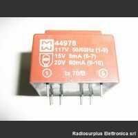 TR44978 Trasformatore Alimentazione 15 Volt 5mA  + 20Volt 60mA Trasformatori e Filtri Rete