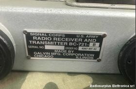 BC-721-B BC-721-B U.S. Navy  Ricetrasmettitore simile al BC-611  Utilizzato per unità US. NAVY della seconda guerra mondiale. Apparati radio