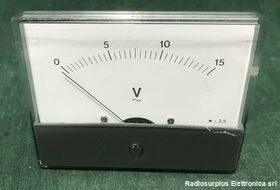 V15f.s. Voltmetro  15 Volt f.s.   cm 8 X 6 a pannello Componenti elettronici