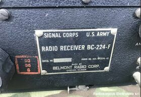 BC-224-F BC-224-F Signal Corps  Ricevitore Aeronautico AM/CW/MCW da 200-500 Khz e da 1,5 a 18  Mhz in 6 bande. Apparati radio