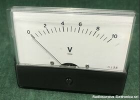 V10f.s. Voltmetro  10 Volt f.s.   cm 6 X 4,5 a pannello Componenti elettronici