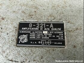 GELOSO G-221-A Amplificatore di Alta Qualità GELOSO G-221-A Varie