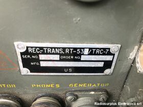  RT-53 (B) / TRC-7  Ricetrasmettitore VHF canalizzato in AM da 100 a 156 Mhz Apparati radio