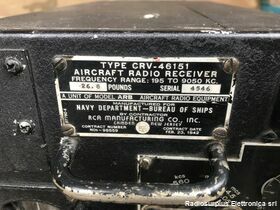 R-26/ARC-5 SCR-274-N  type CRV-46151 (R-26/ARC-5)  Ricevitore Aeronautico  ARB HF per la marina aeronautica U.S. Navy Apparati radio