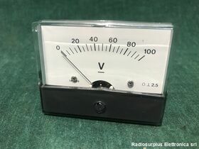 V100f.s. Voltmetro  100Volt f.s.   cm 6 X 4,5 a pannello Componenti elettronici
