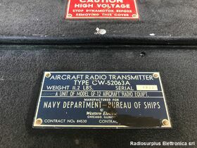 CW-52063A Aircraft Radio Transmitter  type CW-52063A mod. GF-12  Trasmettitore HF aeronautico Apparati radio
