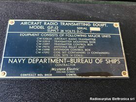 CW-52063A Aircraft Radio Transmitter  type CW-52063A mod. GF-12  Trasmettitore HF aeronautico Apparati radio