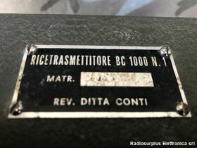BC-1000 n.1 BC-1000 n.1  Ricetrasmettitore in sintonia continua da 40 a 48 Mhz in FM.  Originale, revisionato ditta Conti non manomesso, in ottimo stato. Apparati radio