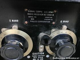 BC-1066-B BC-1066-B  Ricevitore per testare i transponder IFF, serviva per l'identificazione degli aeromobili amici.  Utilizza due bande I Band e G Band 400 - 450 Mhz Apparati radio