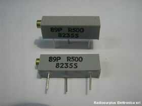 TRIM500 Trimmer Multigiri 500 oHm. Fiss. 13mm. A saldare Resistenze e Potenziometri