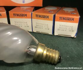 TortSme E14-15W Tortiglione Smerigliata E 14 TUNGSRAM  Lampada ad incandescenza 220-230 Volt 15 Watt Componenti elettronici