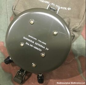MARCONI 141-0590/01 Suoneria Esterna  MARCONI 141-0590/01  Funzionante a 3 volt, completa di borsa antiurto Accessori per apparati radio Militari
