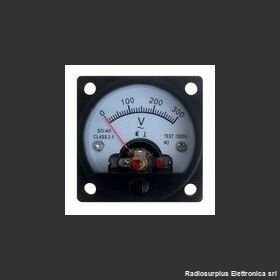 W.01910 Voltmetro analogico a pannello 0-300V AC  Dimensioni: 46x46x36mm Diametro foro: 45mm Materiale elettrico
