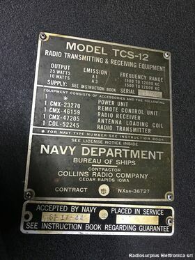 TCS-12 COLLINS TCS-12  Gamma difrequenza da 1,5 a 12 Mhz AM / CW Apparati radio